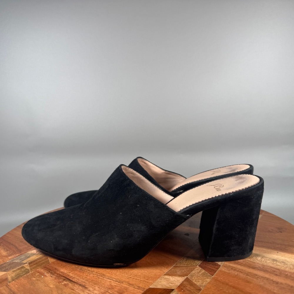 J.Crew Womens Black Suede Block Heel Mules Round Toe Slip On Shoes Size 8 J8524 - Picture 3 of 7
